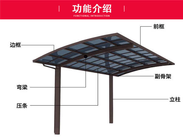 铝合金车棚、别墅车棚批发订制