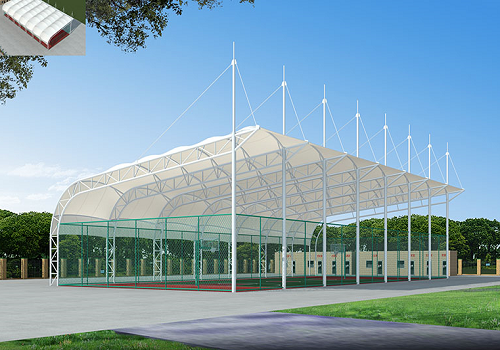 网球场膜结构遮阳顶棚